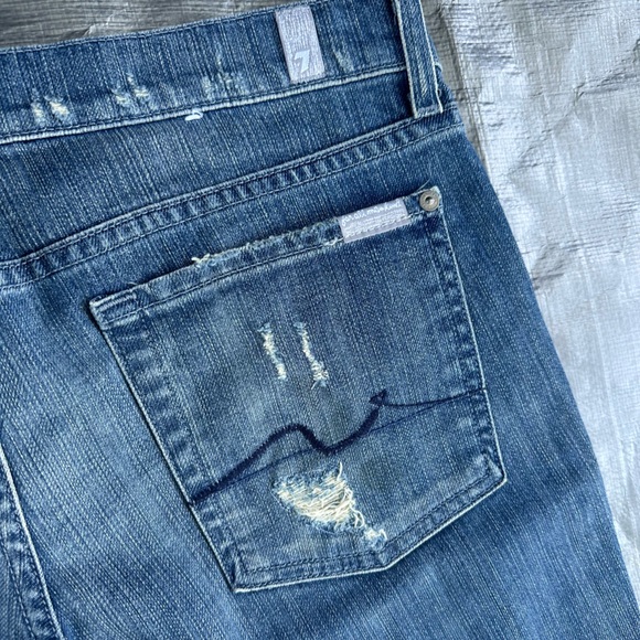 7 for all Mankind Roxanna Low Rise Distressed Jeans sz 31 Made in the USA - Picture 5 of 5